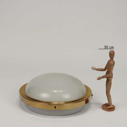 Vintage Ceiling Lamp Brass Glass Italt 1960s