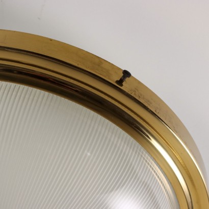Vintage Ceiling Lamp Brass Glass Italt 1960s