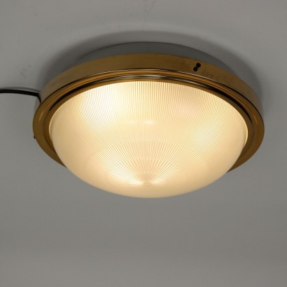 Vintage Ceiling Lamp Brass Glass Italt 1960s