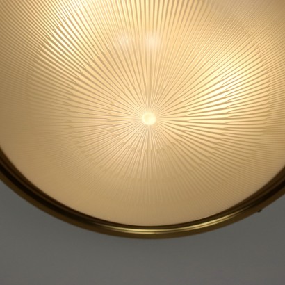 Vintage Ceiling Lamp Brass Glass Italt 1960s