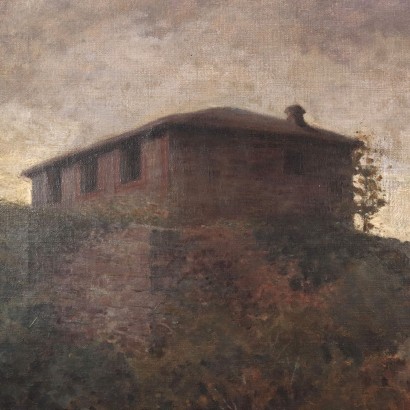 arte, arte italiana, pittura novecento italiana,Dipinto con Paesaggio Collinare