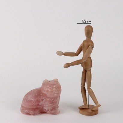 Gatto Scultura in Quarzo Rosa