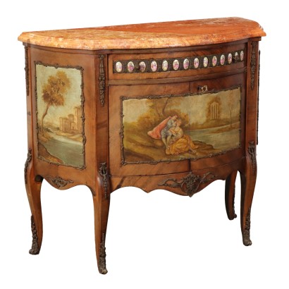 Ancient Cabinet Red Marble Painted Porcelain Bronze Canvas Print