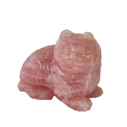 Gatto Scultura in Quarzo Rosa