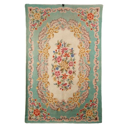 Vintage Aubusson Carpet China 80s-90s Cotton Wool Big Knot