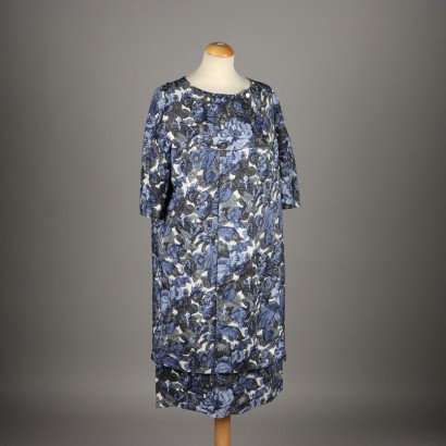 Vintage Suit Overcoat 1960s Size 12 Silk Flower Light Blue