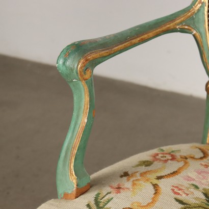 Poltrona Neoclassica Laccata e Dorata