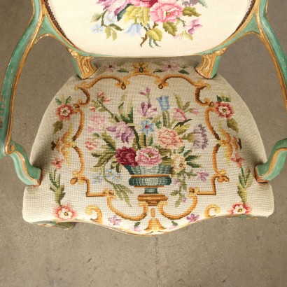 Poltrona Neoclassica Laccata e Dorata
