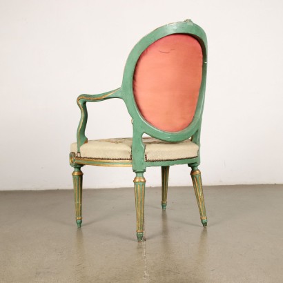 Poltrona Neoclassica Laccata e Dorata