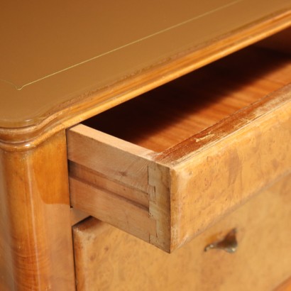 Comodini Vintage Anni 50 Legno Impiallacciato di Radica Ottone Vetro_1031071 Comodini Anni 50