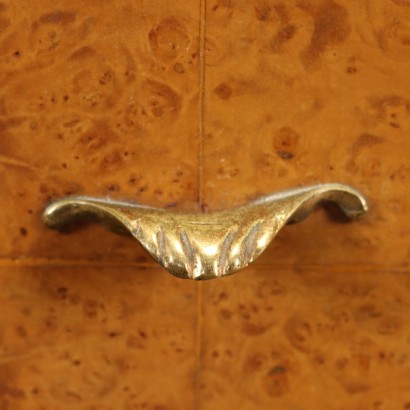 Comodini Vintage Anni 50 Legno Impiallacciato di Radica Ottone Vetro_1031072 Comodini Anni 50