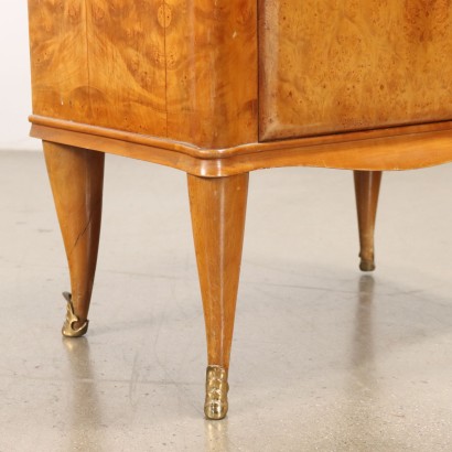 Comodini Vintage Anni 50 Legno Impiallacciato di Radica Ottone Vetro_1031073 Comodini Anni 50