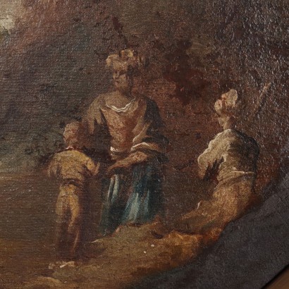 Dipinto ovale con Paesaggio e Figure,Paesaggio con figure,Dipinto ovale con Paesaggio e Figure