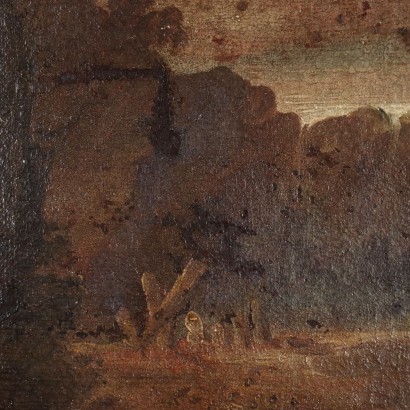 Dipinto ovale con Paesaggio e Figure,Paesaggio con figure,Dipinto ovale con Paesaggio e Figure