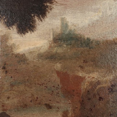Dipinto ovale con Paesaggio e Figure,Paesaggio con figure,Dipinto ovale con Paesaggio e Figure