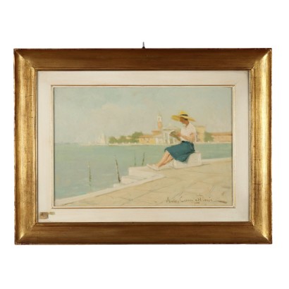Dipinto con Scorcio Veneziano di Ernesto Alcide Ca