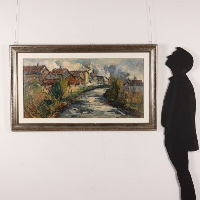 Dipinto con Paesaggio di Giovanni Balans,L'Olona,Giovanni Balansino,Giovanni Balansino,Giovanni Balansino,Giovanni Balansino,Giovanni Balansino,Giovanni Balansino