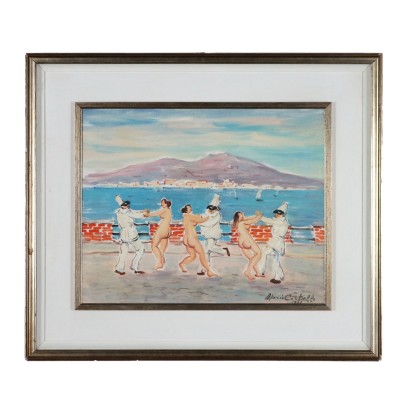 Tableau Contemporain M. Cortiello 1972 Huile sur Toile