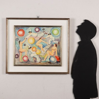 Peinture de Mario Cortiello, La montée de Pulcinella, Mario Cortiello, Mario Cortiello, Mario Cortiello, Mario Cortiello