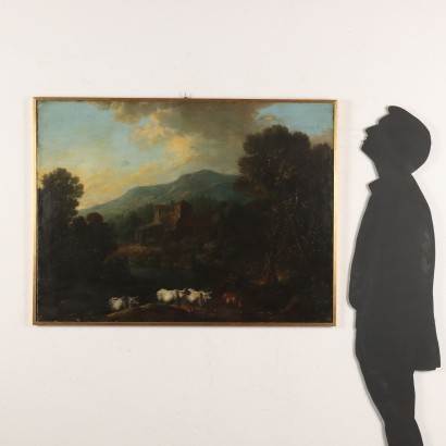 Peinture de paysage avec des troupeaux