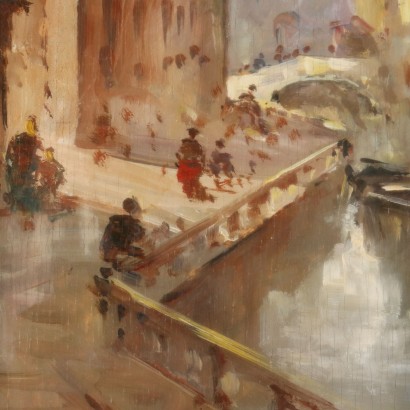 Painting signed Giovanni Riva, View of the Naviglio in Milan, Giovanni Riva, Giovanni Riva, Giovanni Riva, Giovanni Riva