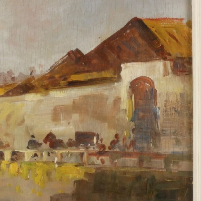 Painting signed Giovanni Riva, View of the Naviglio in Milan, Giovanni Riva, Giovanni Riva, Giovanni Riva, Giovanni Riva