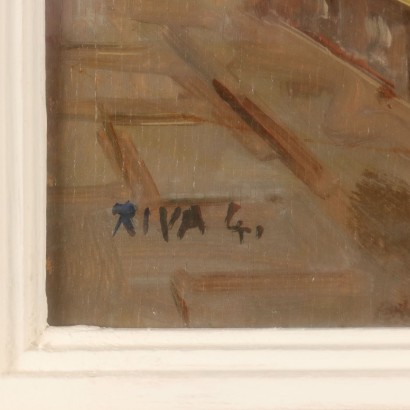 Painting signed Giovanni Riva, View of the Naviglio in Milan, Giovanni Riva, Giovanni Riva, Giovanni Riva, Giovanni Riva