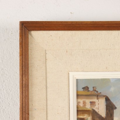 Painting signed Giovanni Riva, View of the Naviglio in Milan, Giovanni Riva, Giovanni Riva, Giovanni Riva, Giovanni Riva