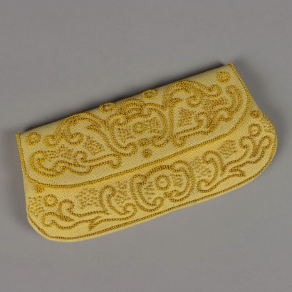 Vintage Yellow Clutch Bag with Beads