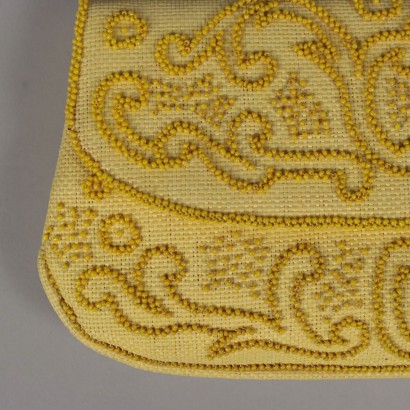 Vintage Yellow Clutch Bag with Beads