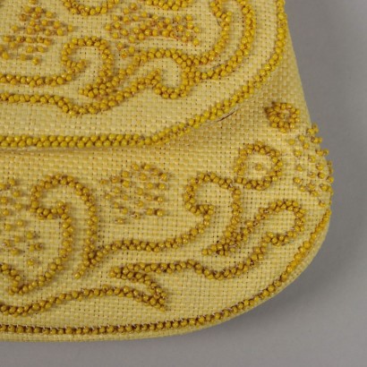 Vintage Yellow Clutch Bag with Beads