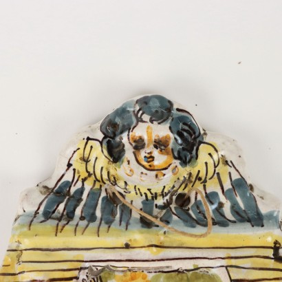 Holy water stoup in majolica ceramic Manif