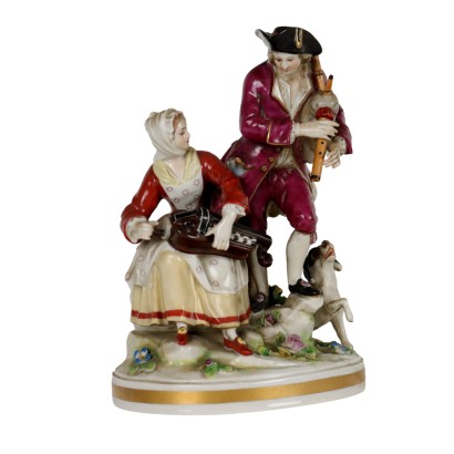 Ancient Scuklpture Group Karl Ens & Co '800-'900 Painted Porcelain