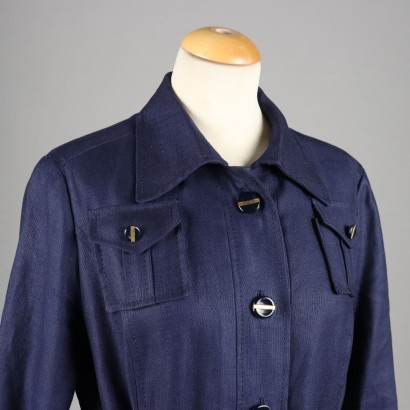 Vintage-Kleid aus blauem Leinen