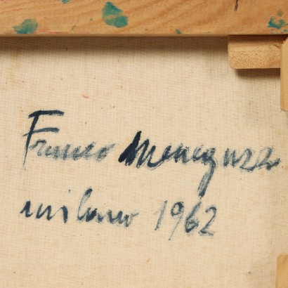Abstract painting by Franco Meneguzzo, Torso on manganese blue background, Franco Meneguzzo, Franco Meneguzzo, Franco Meneguzzo, Franco Meneguzzo