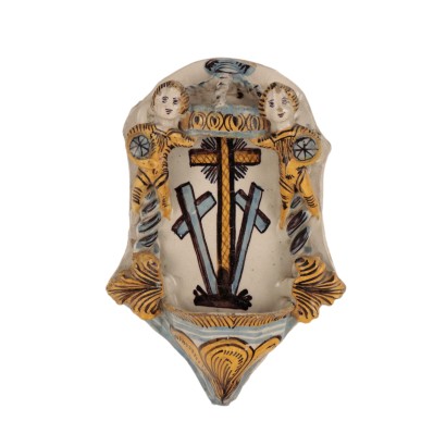 Stoup in majolica ceramic Ariano Irpino manufacture