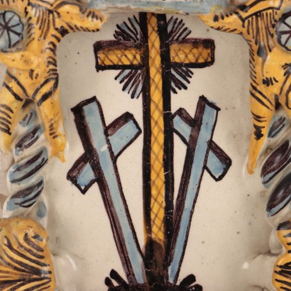 Holy water stoup in majolica ceramic Manif