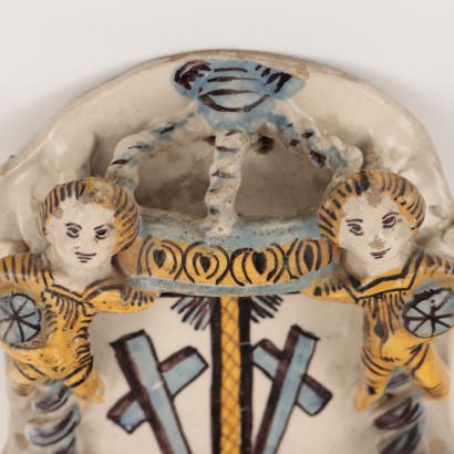 Holy water stoup in majolica ceramic Manif