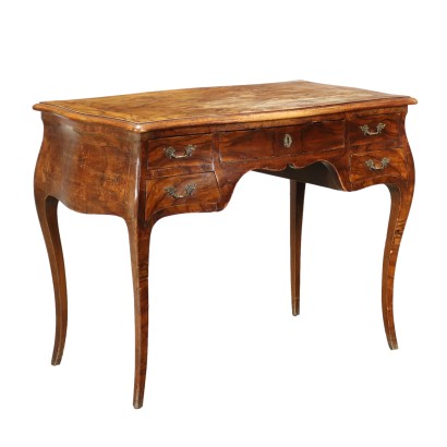 Ancient Writing Desk in Baroque Style Early '900 Walnut Burl Wood