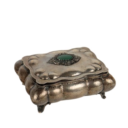 Ancient Small Box 1930s-40s Podded Hammered and Embossed Silver