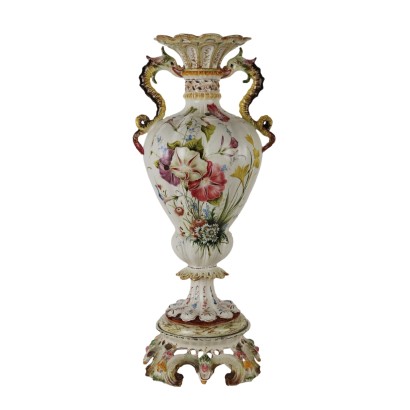 Ancient Vase with Support Early XX Century Decorations Man. Nove