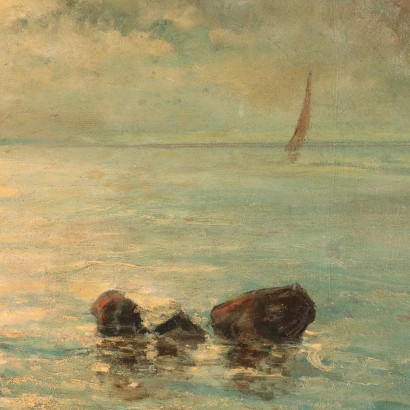 Marina painting with boats