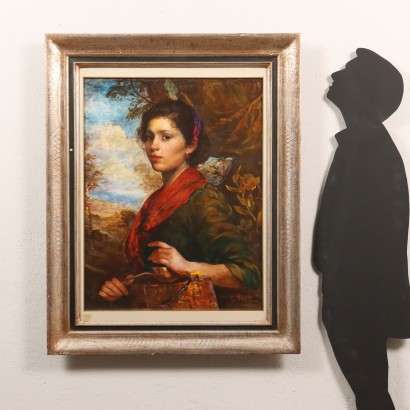 Painting by Giacomo Moretti, Young woman with cauldron,Giacomo Moretti,Giacomo Moretti,Giacomo Moretti,Giacomo Moretti,Giacomo Moretti,Giacomo Moretti