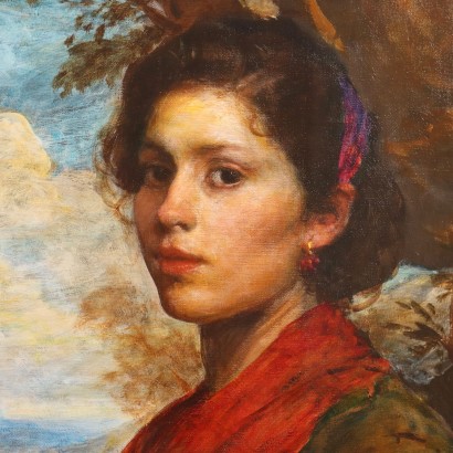 Painting by Giacomo Moretti, Young woman with cauldron,Giacomo Moretti,Giacomo Moretti,Giacomo Moretti,Giacomo Moretti,Giacomo Moretti,Giacomo Moretti