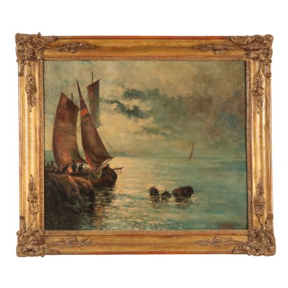 Cuadro de marina con barcos