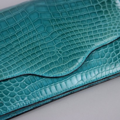 Bolso Clutch Vintage en Piel Turquesa