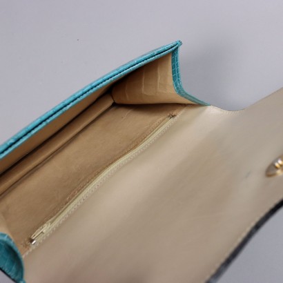 Bolso Clutch Vintage en Piel Turquesa