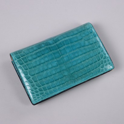 Bolso Clutch Vintage en Piel Turquesa