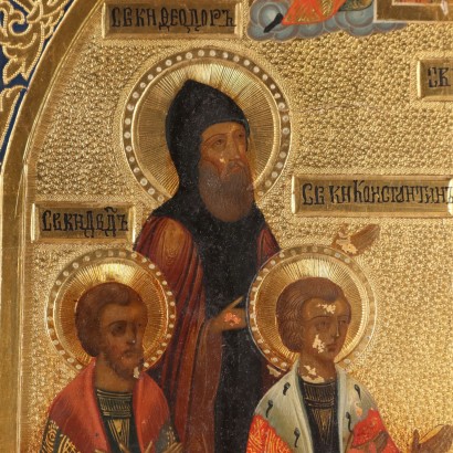 19th century Russian icon ,Saints venerating an icon mar
