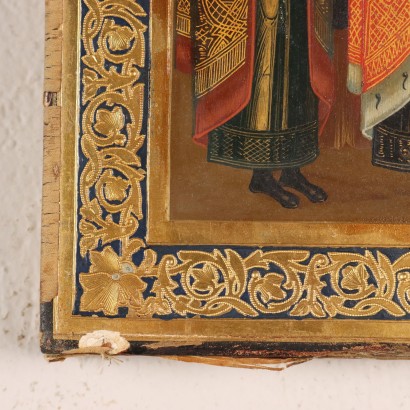 19th century Russian icon ,Saints venerating an icon mar
